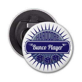 Stijlvolle Retro Bunco Speler Lucky Dice Blue Button Flesopener