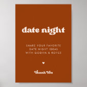 Stijlvolle retro Burnt Sinaasappel Date nacht idee Poster (Voorkant)