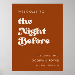 Stijlvolle retro Burnt Sinaasappel Nacht voor Welk Poster