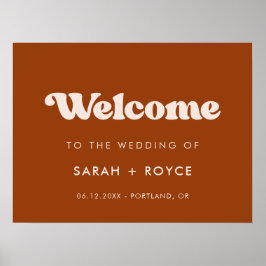 Stijlvolle retro Burnt Sinaasappel Welkom op onze  Poster