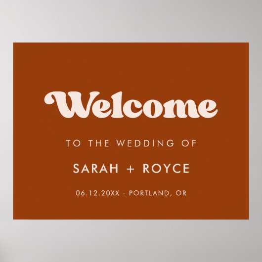 Stijlvolle retro Burnt Sinaasappel Welkom op onze  Poster (Voorkant)