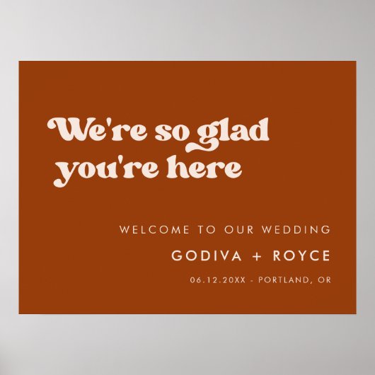 Stijlvolle retro Burnt Sinaasappel Zo blij dat je  Poster (Voorkant)