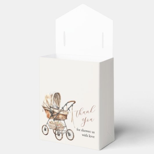 Stijlvolle Retro Carriage Flora Baby shower Favor  Bedankdoosjes (Geopend)