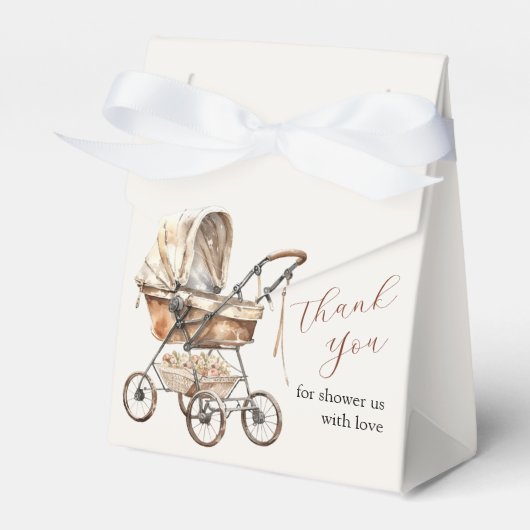 Stijlvolle Retro Carriage Flora Baby shower Favor  Bedankdoosjes (Voorkant Zijde)