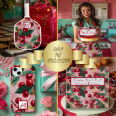 Stijlvolle retro 'Cherry Pop' roze gepersonaliseer Schort