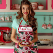 Stijlvolle Retro 'Cherry Pop' Roze Persoonlijke Schort