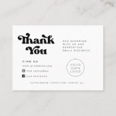 Stijlvolle retro Dank u pakket bijsluiter Visitekaartje (Achterkant)