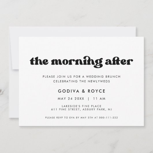 Stijlvolle retro De Ochtend na Bruiloft Brunch Kaart (Voorkant)