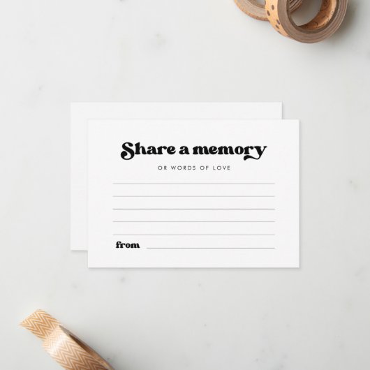 Stijlvolle retro Deel een geheugen Notitiekaartje (Voorkant / Achterkant in situ)