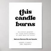 Stijlvolle retro Deze Kaars brandt Bruiloft Memori Poster (Voorkant)