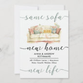 Stijlvolle Retro Dezelfde Bank Nieuwe Huis Bloemen Aankondiging (Voorkant)