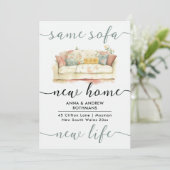 Stijlvolle Retro Dezelfde Bank Nieuwe Huis Bloemen Aankondiging (Staand voorkant)