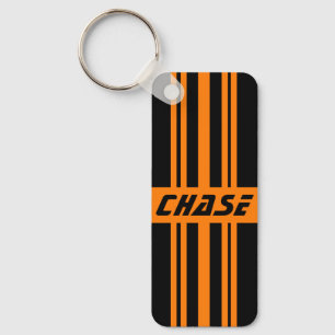 Stijlvolle Retro Dubbelzijdige Zwarte & Oranje Str Sleutelhanger