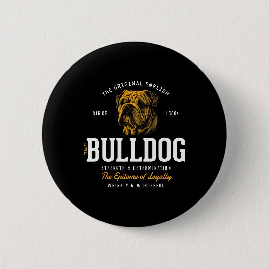 Stijlvolle Retro Engelse Bulldog Ronde Button 5,7 Cm (Voorkant)