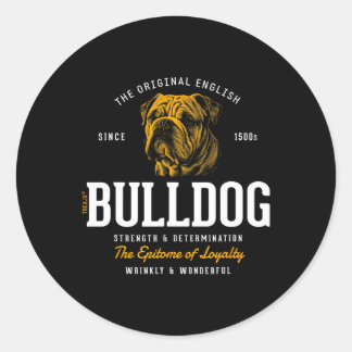Stijlvolle Retro Engelse Bulldog Ronde Sticker
