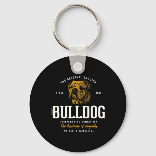 Stijlvolle Retro Engelse Bulldog Sleutelhanger (Voorkant)