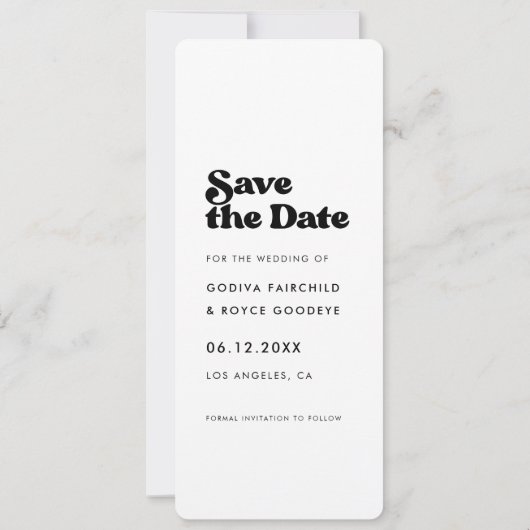 Stijlvolle retro fotostrip De datum opslaan Aankondiging (Achterkant)