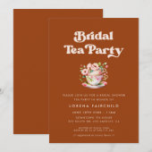 Stijlvolle retro gebrande Oranje bruidsthee Kaart (Voorkant / Achterkant)