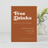 Stijlvolle retro gebrande Sinaasappel vrije drinke Save The Date (Staand voorkant)