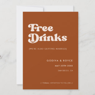 Stijlvolle retro gebrande Sinaasappel vrije drinke Save The Date