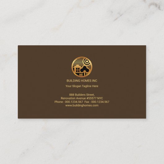 Stijlvolle Retro Gold Home Scene Motif Constructio Visitekaartje (Achterkant)