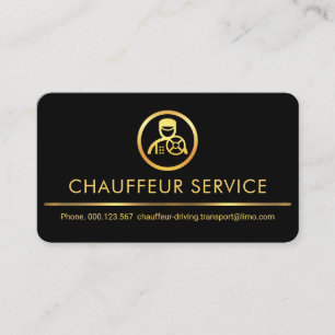 Stijlvolle Retro Gouden Chauffeur Bestuurder Taxi Visitekaartje