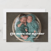 Stijlvolle retro Hoe meer de merrier twins foto Aankondiging (Voorkant)