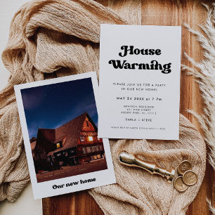 Stijlvolle retro Housewarming party foto Kaart