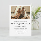 Stijlvolle retro Huwelijksviering foto Kaart (Staand voorkant)