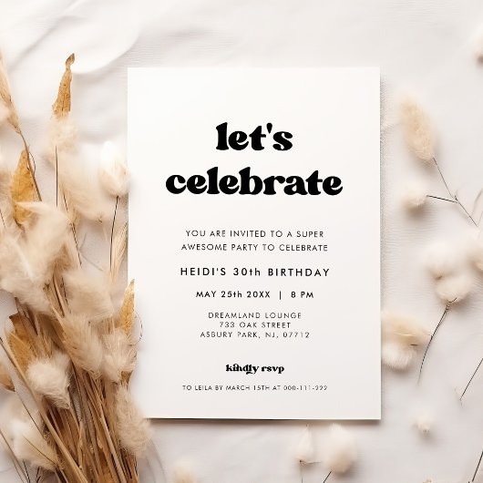 Stijlvolle retro Laten we verjaardag vieren Kaart