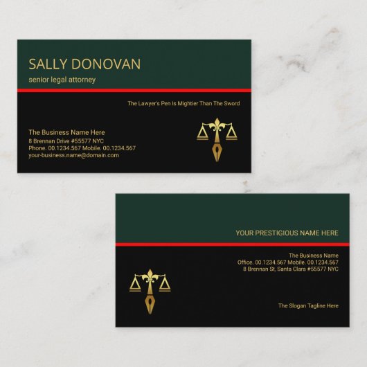 Stijlvolle Retro Layer Red Line Juridisch adviseur Visitekaartje (Voorkant / Achterkant)