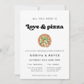 Stijlvolle retro liefde en pizza bruiloft repetiti kaart (Voorkant)