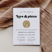 Stijlvolle retro liefde en pizza bruiloft repetiti kaart