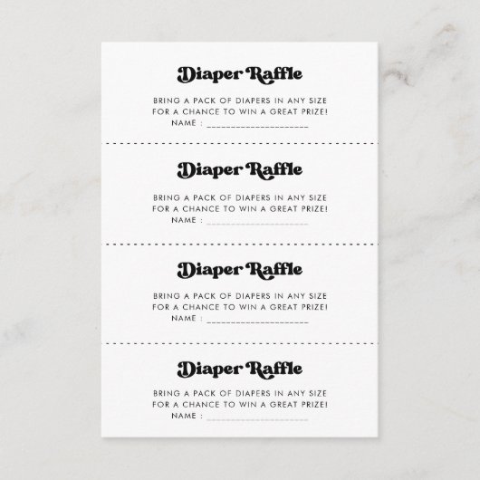 Stijlvolle retro Luier Raffle spelkaart Informatiekaartje (Voorkant)