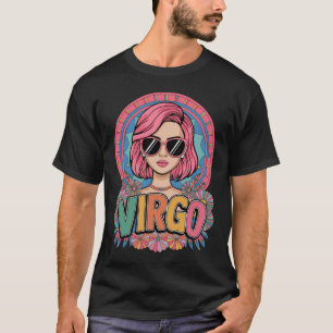 Stijlvolle Retro Maagd Vrouw Zodiac Teken Kleurrij T-shirt