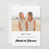 Stijlvolle retro Maid of Honor dank u Fotokaart Kaart (Voorkant)