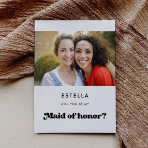 Stijlvolle retro Maid of Honor proposal card Kaart