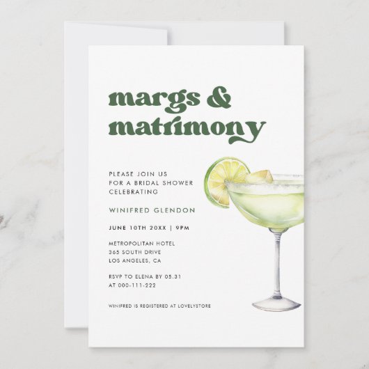 Stijlvolle Retro Margs en Huwelijk Vrijgezellenfee Kaart (Voorkant)