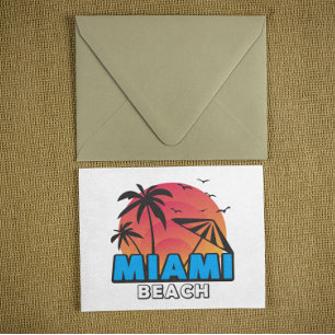 Stijlvolle Retro Miami Beach Reis Briefkaart