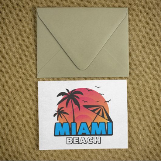 Stijlvolle Retro Miami Beach Reis Briefkaart