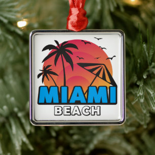 Stijlvolle Retro Miami Beach Reis Metalen Ornament