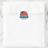 Stijlvolle Retro Miami Beach Reis Ronde Sticker (Tas)