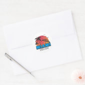 Stijlvolle Retro Miami Beach Reis Ronde Sticker (Envelop)