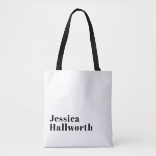 Stijlvolle Retro Moderne Lettering Bewerkbare Zw Tote Bag