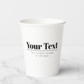 Stijlvolle retro-moderne tekst | Zwart & Wit Papieren Bekers (Achterkant)