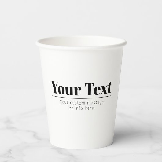 Stijlvolle retro-moderne tekst | Zwart & Wit Papieren Bekers (Achterkant)