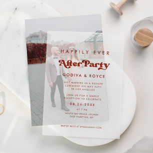 Stijlvolle retro nog lang en gelukkig na het feest vellum uitnodigingen