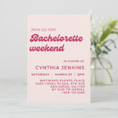 Stijlvolle retro pach roze Bachelorette Party Kaart (Staand voorkant)