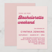 Stijlvolle retro pach roze Bachelorette Party Kaart (Voorkant / Achterkant)