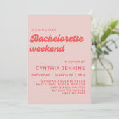 Stijlvolle retro pach roze Bachelorette Party Kaart (Staand voorkant)